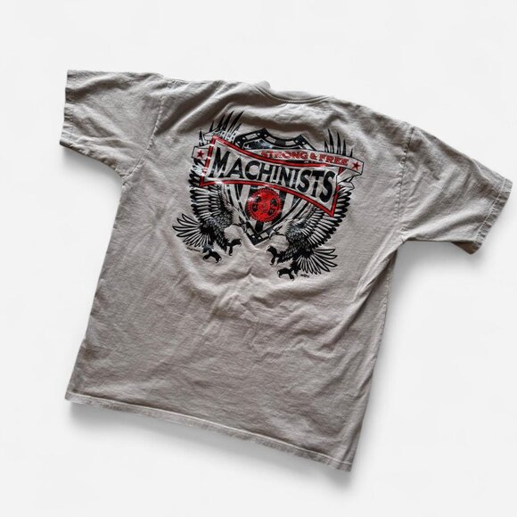 Union Line UFCW Machinist Strong Free Eagle Graphic Tee XL Vintage USA Made - Picture 8 of 12